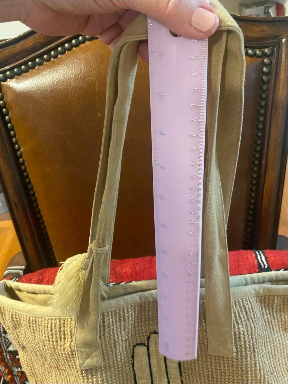 Tan Tote with Embroidered Hamsa and Blue Eye